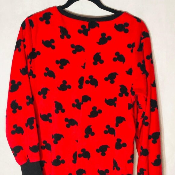 Disney feet pajamas red black mickey ears long sleeve zipper front size 10 READ - Picture 8 of 9